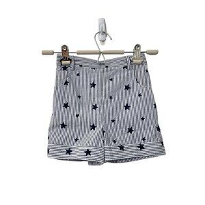 Pastourelle Pippa Julie Girls Blue White Seersucker Striped Stars Shorts Size 6